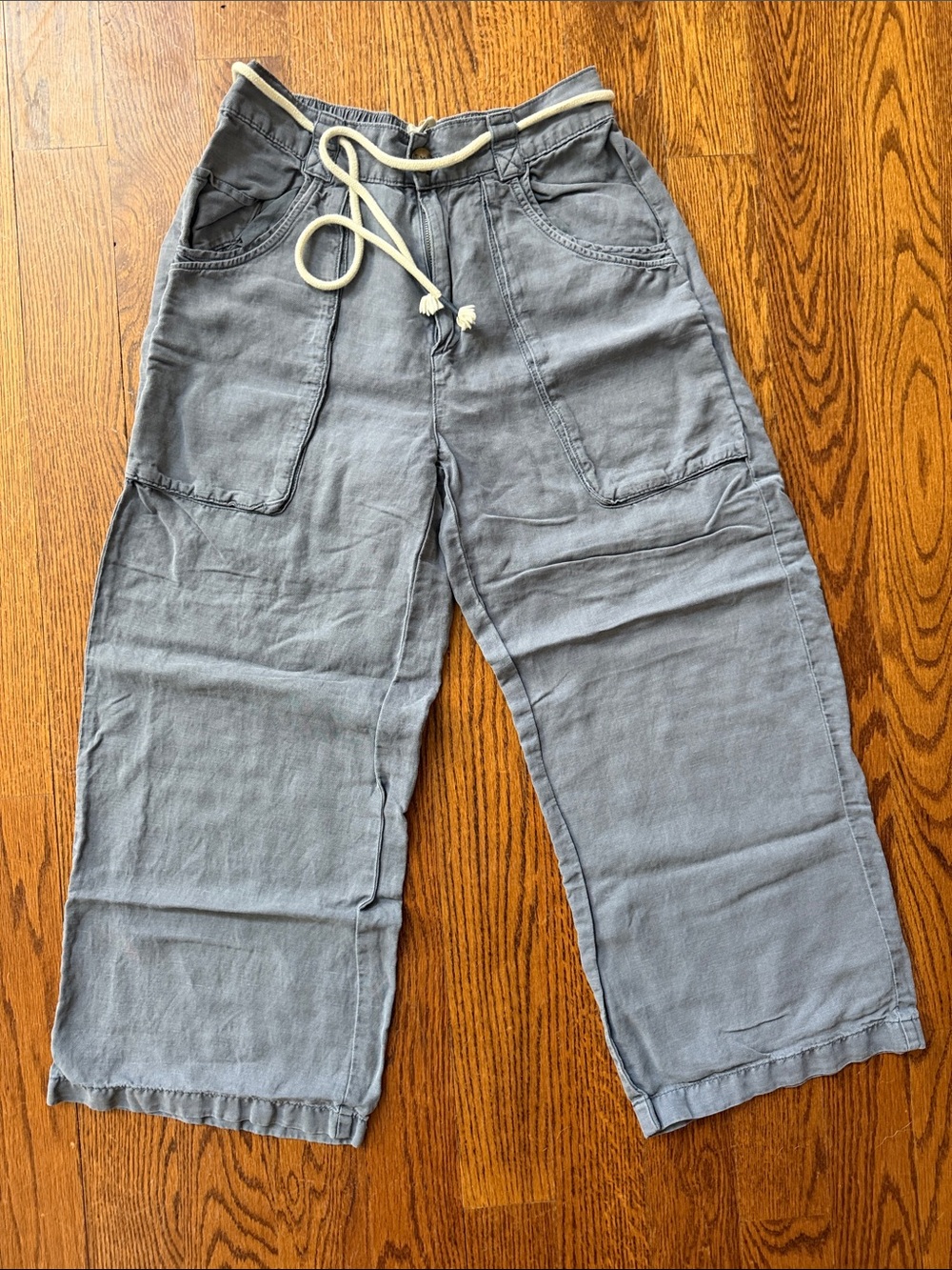 Joie dusty blue Drawstring linen blend cropped Pants